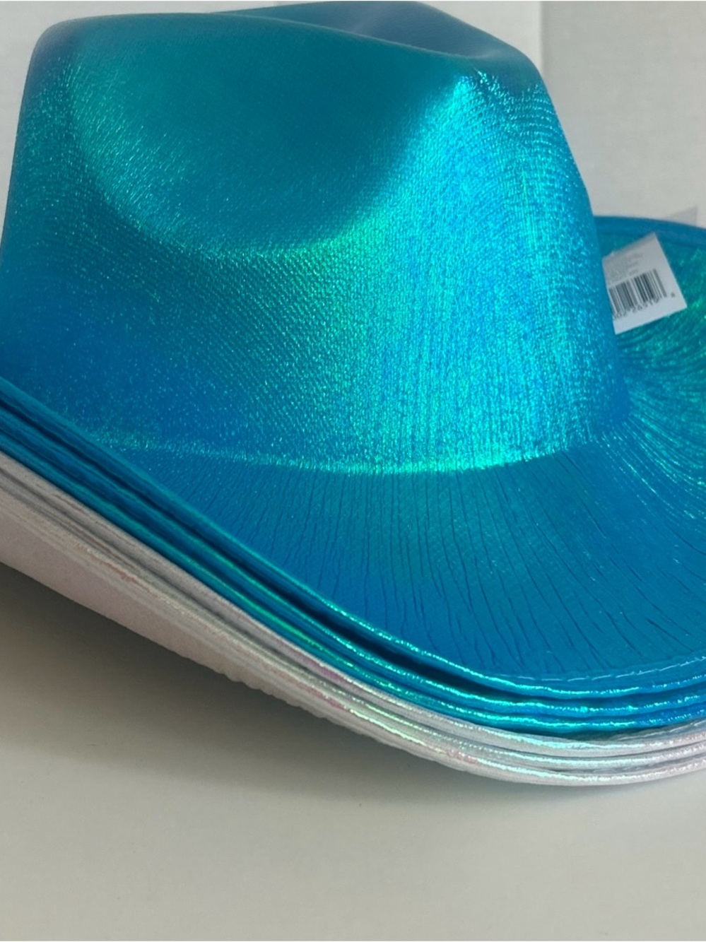 Iridescent Blue & white Cowboy Party Hats - Shimmery Celebration Headwear